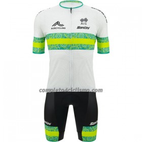 Completo Maglia + Pantaloncino con bretelle 2023 Nazionale Australia Manica Corta Verde Bianco